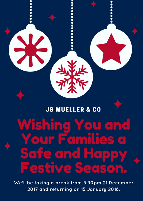 JS Mueller & Co Strata Lawyers 2017 Festive Season Message
